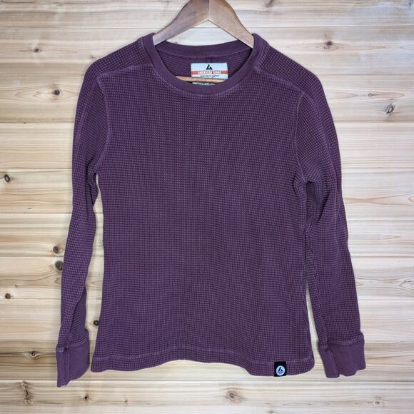 American Giant Top Womens Medium Burgundy Thick Waffle Knit Long Sleeve - Picture 1 of 9
